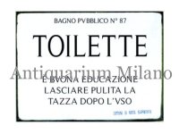 イタリア語パネル　公衆トイレ　BAGNO PUBBLICO N.87 TOILETTE　【カラー・ブラック】