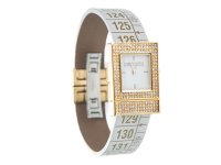 イタリアンレザーを使ったメジャー・ブレスレット腕時計　24金・スワロフスキー仕様　レザー Queen Diamond　【カラー・ホワイト】