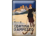 アンティーク風サインプレート　イタリア　コルティナ・ダンペッツォ　Cortina D' Ampezzo　30ｘ20cm【カラー・マルチ】