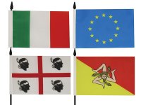 【4色】イタリア テーブル用ミニフラッグ スタンド付き 旗 イタリア・EU・サルデーニャ・シチリア