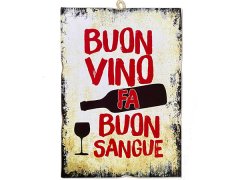 アンティーク風サインプレート BUON VINO FA BUON SANGUE 25 x 18cm