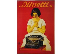 アンティーク風サインプレート Olivetti オリヴェッティ 30 x 21cm