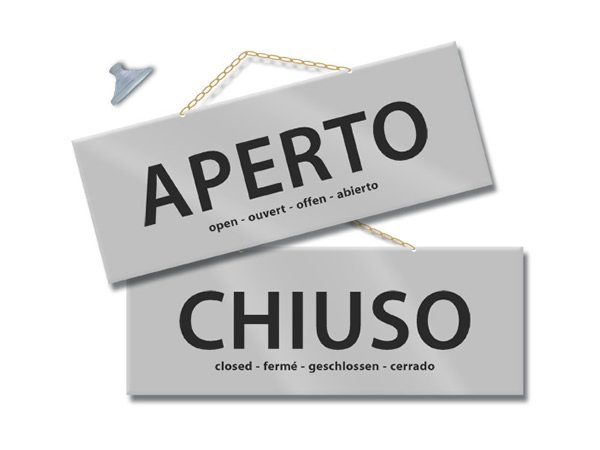 イタリア語表記営業・休業表記札 APERTO/CHIUSO チェーン付き イタリア