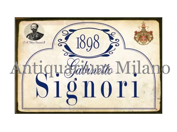 イタリア語パネル　お手洗い紳士用　1898 GABINETTO SIGNORI　【カラー・ブルー】