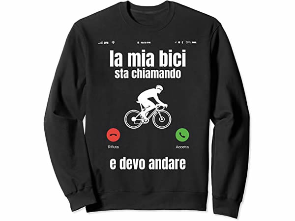 画像1: 【4色展開】イタリア語おもしろトレーナー ユニセックス メンズ レディス「自転車が呼んでいる、だから行かないと」メンズ レディス S-XXL サイクリスト向け