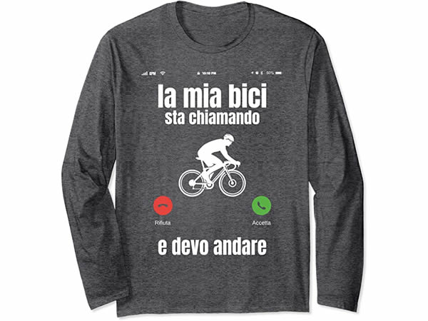 画像4: 【4色展開】イタリア語おもしろ長袖Tシャツ ユニセックス「自転車が呼んでいる、だから行かないと」メンズ レディス S-XXL サイクリスト向け