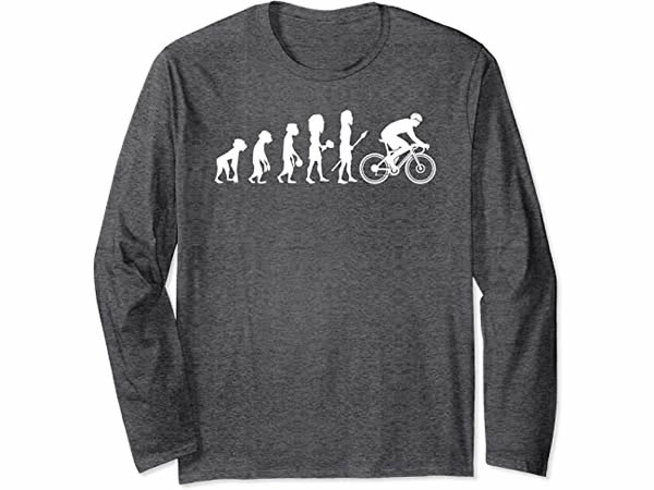 画像4: 【4色展開】イタリアおもしろ長袖Tシャツ ユニセックス「人類の進化 - 自転車」メンズ レディス S-XXL サイクリスト向け