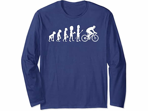 画像2: 【4色展開】イタリアおもしろ長袖Tシャツ ユニセックス「人類の進化 - 自転車」メンズ レディス S-XXL サイクリスト向け
