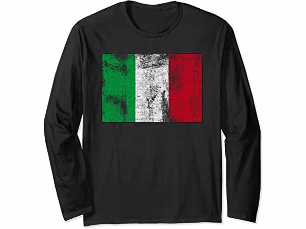 画像1: 【5色展開】イタリア語長袖Tシャツ ユニセックス 「ヴィンテージ風イタリア国旗」メンズ レディス S-XXL