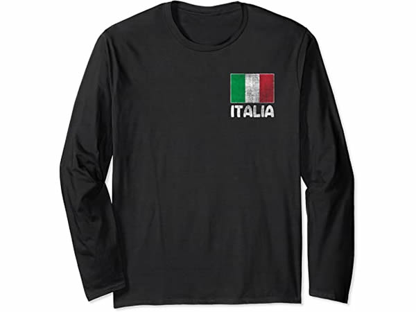 画像1: イタリア語長袖Tシャツ ユニセックス「イタリア国旗」メンズ レディス S-XXL