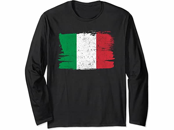 画像1: 【5色展開】イタリア語長袖Tシャツ ユニセックス「ヴィンテージ風イタリア国旗」メンズ レディス S-XXL