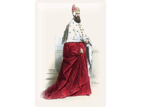 画像1: アンティーク風サインプレート　肖像画　ブルジョワ　赤いマントの紳士　30ｘ20cm【カラー・レッド】【カラー・ホワイト】