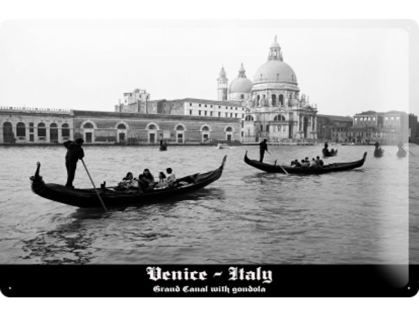 画像1: アンティーク風サインプレート　イタリア ヴェネツィア　30ｘ20cm【カラー・ブラック】【カラー・ホワイト】