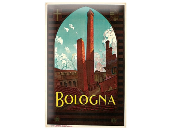 画像1: アンティーク風サインプレート　イタリア ボローニャ　Bologna　30ｘ20cm【カラー・ブラウン】