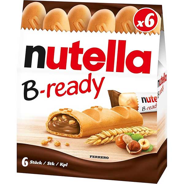 Nutella B-Ready：小さなバゲット型のウエハースにヌテッラが詰められており、名称は英語の「パン（bread）」に由来しています。