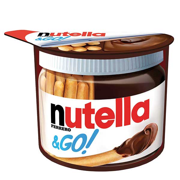 Nutella & Go：塩味のグリッシーニ（またはブレッツェルスティック）とヌテッラをセットにした商品。