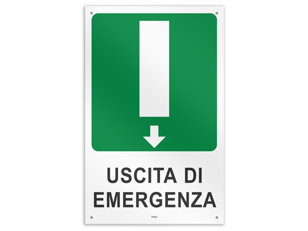 画像1: イタリア語表記  非常口 Uscita di Emergenza 20 x 30 cm 【カラー・グリーン】【カラー・ホワイト】