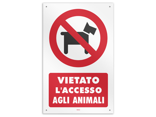 画像1: イタリア語表記 ペットは入れません Accesso Vietato agli animali 20 x 31 cm【カラー・レッド】【カラー・ブラック】【カラー・ホワイト】