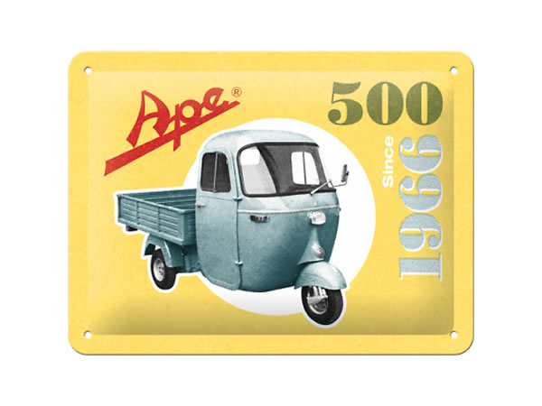 画像1: 【数量限定】アンティーク風 サインプレート Ape-500 Since 1966 decorato 15 x 20 cm【カラー・イエロー】