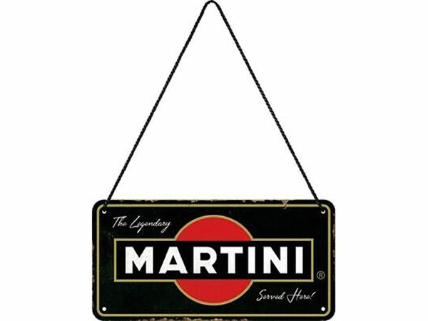 画像1: 【数量限定】アンティーク風 サインプレート Martini- Served Here 10 x 20 cm【カラー・ブラック】