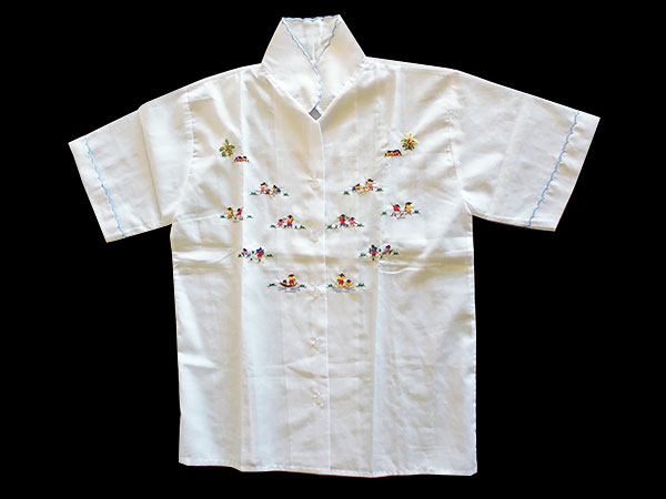 画像1: 刺繍いっぱいの白いシャツ　【カラー・マルチ】【カラー・ホワイト】