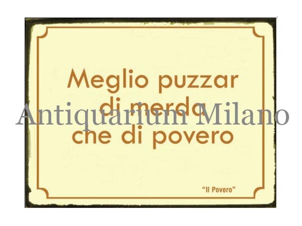画像1: イタリア語パネル　貧しいよりは…　Meglio puzzar di merda...　【カラー・イエロー】 (1)