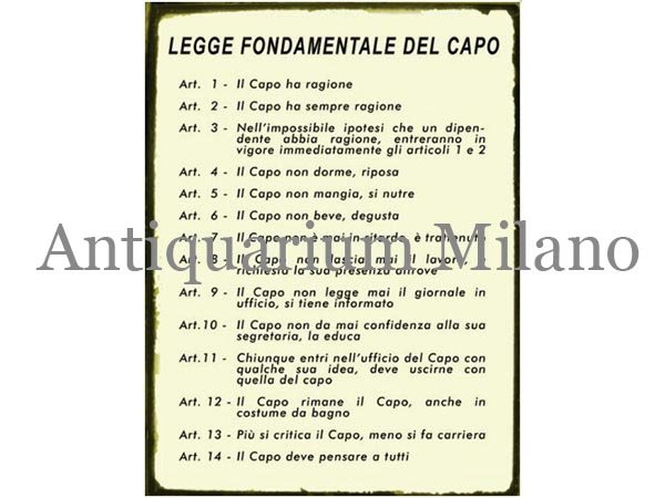 画像1: イタリア語パネル　基本的なボスの規律　Legge fondamentale del capo　【カラー・イエロー】 (1)