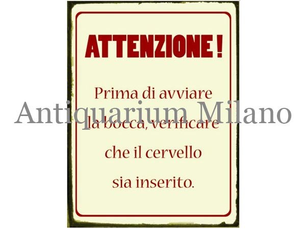 画像1: イタリア語パネル　注意！口を開ける前に…　ATTENZIONE! PRIMA DI...　【カラー・レッド】 (1)