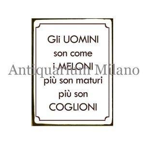 画像: イタリア語パネル　男と言うものはメロンのようなものだ　Gli uomini son come I MELONI...　【カラー・イエロー】