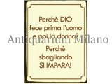 画像: イタリア語パネル　なぜ神は男を創造し…　Perche' DIO fece orima l'uomo e poi la donna?　【カラー・イエロー】