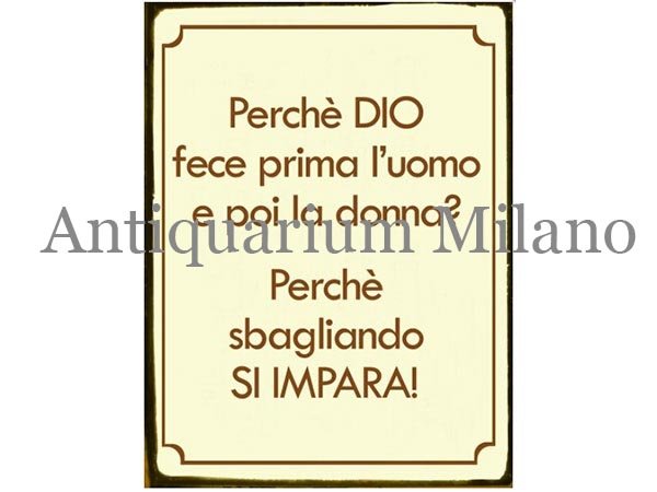画像1: イタリア語パネル　なぜ神は男を創造し…　Perche' DIO fece orima l'uomo e poi la donna?　【カラー・イエロー】 (1)