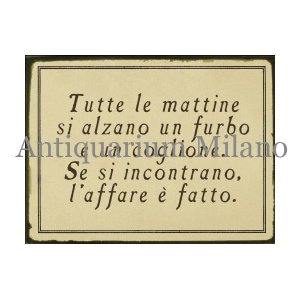 画像: イタリア語パネル　毎朝、ずる賢い奴と…　Tutte le mattine si alzano un furbo...　【カラー・ブラック】