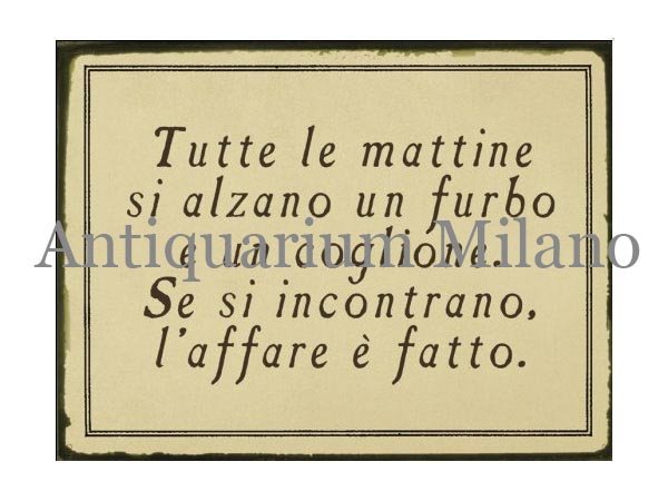 画像1: イタリア語パネル　毎朝、ずる賢い奴と…　Tutte le mattine si alzano un furbo...　【カラー・ブラック】 (1)
