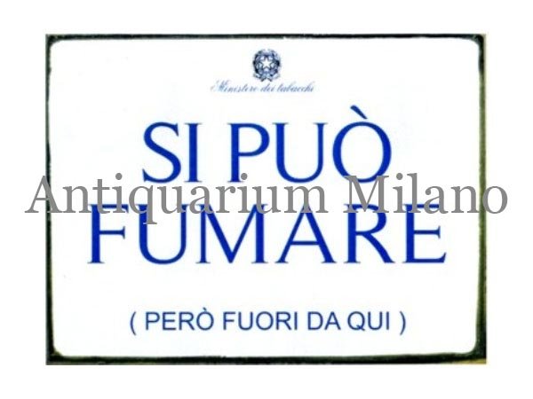 画像1: イタリア語パネル　喫煙可　ただしここから外で　SI PUO' FUMARE (PERO' FUORI DA QUI)　【カラー・ブルー】 (1)