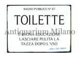 画像: イタリア語パネル　公衆トイレ　BAGNO PUBBLICO N.87 TOILETTE　【カラー・ブラック】