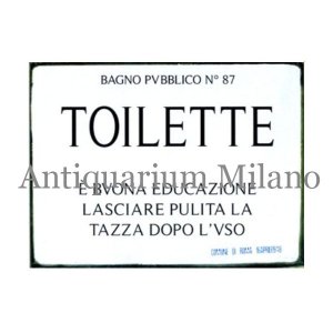 画像: イタリア語パネル　公衆トイレ　BAGNO PUBBLICO N.87 TOILETTE　【カラー・ブラック】