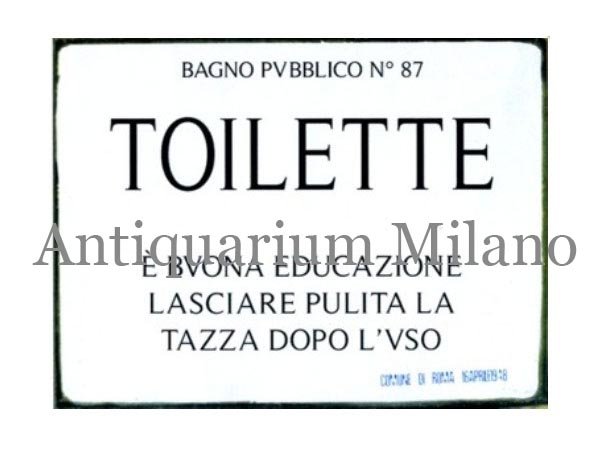 画像1: イタリア語パネル　公衆トイレ　BAGNO PUBBLICO N.87 TOILETTE　【カラー・ブラック】 (1)
