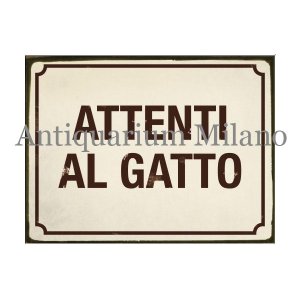 画像: イタリア語パネル　猫に注意　ATTENTI AL GATTO　【カラー・イエロー】