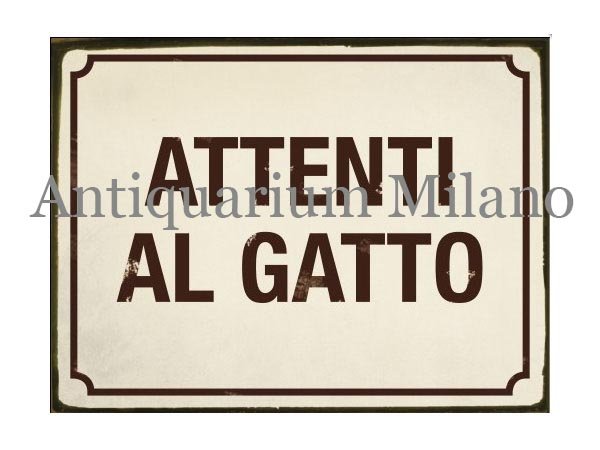 画像1: イタリア語パネル　猫に注意　ATTENTI AL GATTO　【カラー・イエロー】 (1)