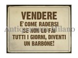 画像: イタリア語パネル　商売はひげを剃る事と同じ…　VENDERE E' COME RADERSI　【カラー・イエロー】