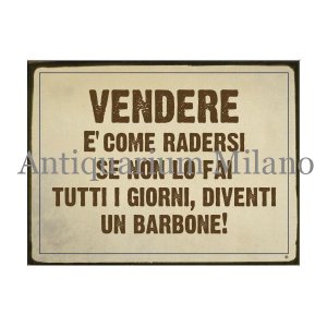 画像: イタリア語パネル　商売はひげを剃る事と同じ…　VENDERE E' COME RADERSI　【カラー・イエロー】