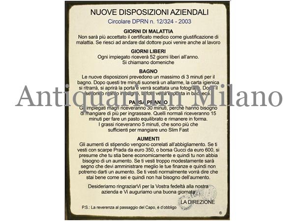 画像1: イタリア語パネル　会社の新しい規律　NUOVE DISPOSIZIONI AZIENDALI　【カラー・イエロー】 (1)