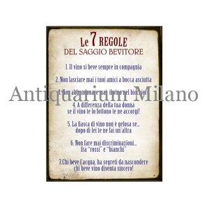 画像: イタリア語パネル　賢明な酒飲みの７つの条件 Le 7 REGOLE DEL SAGGIO BEVITORE　【カラー・イエロー】