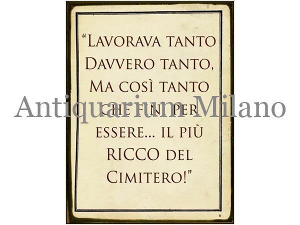 画像1: イタリア語パネル　働いて働いて金持ちになった…　LAVORAVA TANTO DAVVERO TANTO...　【カラー・イエロー】 (1)