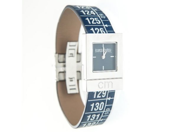 画像1: イタリアンレザーを使ったメジャー・ブレスレット腕時計　レザー Paris Blue　【カラー・グレー】 【カラー・ブルー】 (1)