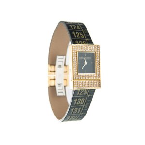 画像: イタリアンレザーを使ったメジャー・ブレスレット腕時計　24金・スワロフスキー仕様　レザー Royal Diamond　【カラー・ブラック】
