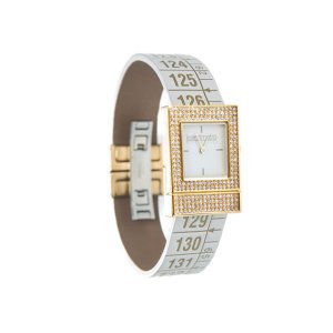 画像: イタリアンレザーを使ったメジャー・ブレスレット腕時計　24金・スワロフスキー仕様　レザー Queen Diamond　【カラー・ホワイト】