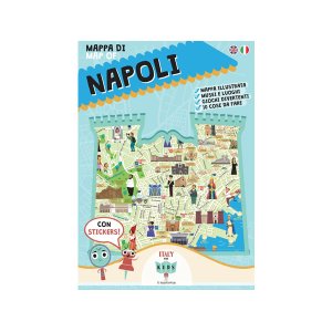 画像: イタリア語、英語で読む 絵本マップ 「Mappa di Napoli illustrata」シール付き 対象年齢7歳以上【A1】