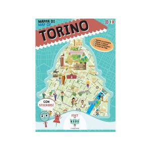 画像: イタリア語、英語で読む 絵本マップ 「Mappa di Torino illustrata」シール付き 対象年齢7歳以上【A1】