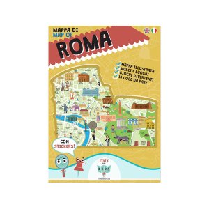 画像: イタリア語、英語で読む 絵本マップ 「Mappa di Roma illustrata」シール付き 対象年齢7歳以上【A1】